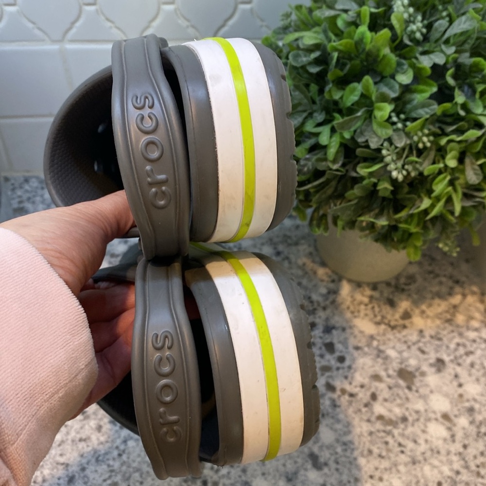 CROCS Gray and Lime Green Classic Clog - Picture 4 of 8